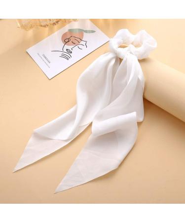 Hair Scarf Scrunchies Set - 7pcs Silky Bowknot Hair Ribbon Ties in Pink/White/Blue/Yellow for Women and Girls - Buy Online on GoSupps.com