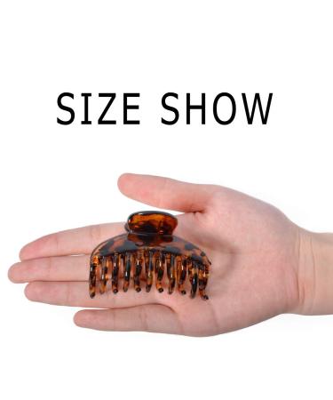 DEEKA 3 PCS 2.5 Inch Tortoise Shell Hair Claw Clips - Double Row Teeth Hair Jaw Clips for Women - Black/Brown/Leopard - Pack of 3 - Buy Online on GoSupps.com