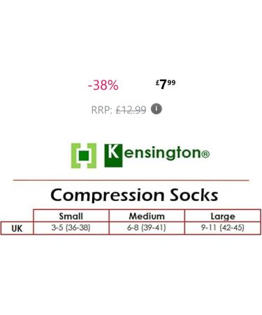 Kensington Cotton Compression Socks for Women & Men - Medical Grade Support for Calf & Ankle - Black, Shoe Size 9-11 - Buy Online on GoSupps.com