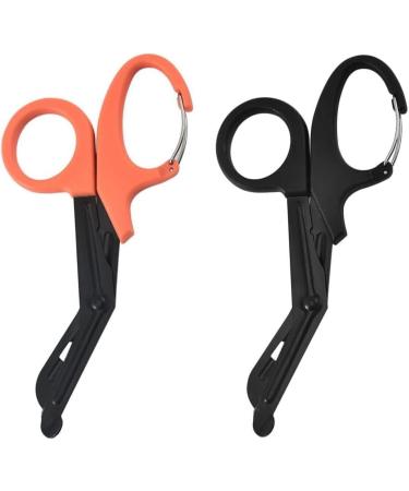 Titanium Bandage Shears Scissors EMT and Trauma Shears Bent Stealth Black Coated for Nurses Students Emergency Room (Black + Orange 19cm) Black + Orange 19cm