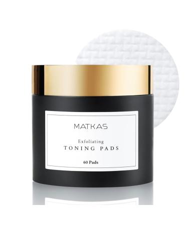 MATKAS Korean Exfoliating Witch Hazel Toning Pads - 60 pcs Korean Skin Care Glycolic Acid Toner Pads AHA BHA Gentle Face Exfoliator Facial Acid Peel for Dark Spots K Beauty Pore Minimizer for Face