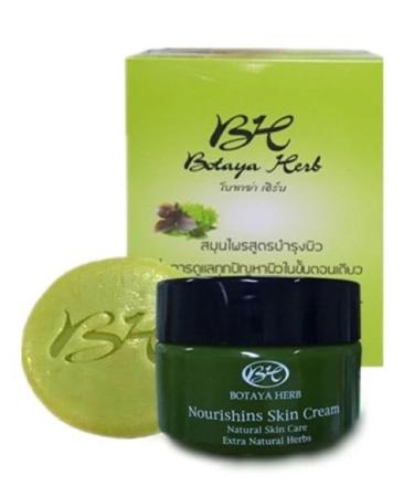BOTAYA HERB Nourishing Skin Care Set Herbal Face Cream (35g) & Cleansing Soap (50g) Natural Extracts for Brighter Smoother Skin Appearance Made in Thailand