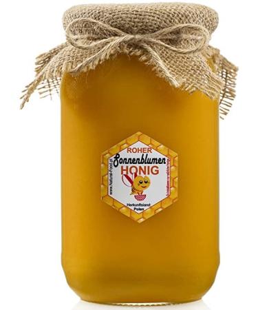 Natural food raw honey - directly from the beekeeper - raw of course - without additives - unfiltered - not thrown or heated - gift idea - 1.1 kg - sunflower honey sunflower honey 1.1 kg (1 Pack)