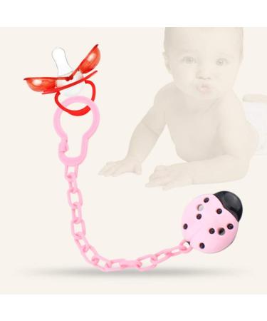 Greattangle Silicone Baby Pacifier with Anti-Drop Chain | Safe & Funny Toddler Bite Ring in Pink - Buy Online on GoSupps.com
