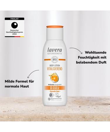 Lavera Vitalizing Body Lotion - Organic Orange & Almond Oil | Vegan PETA Certified Natural Cosmetics (200 ml) - Buy Online on GoSupps.com