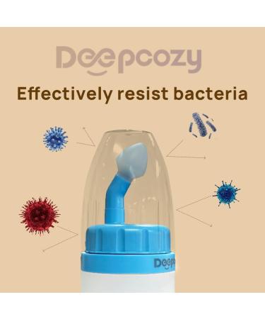 Soft Tip Neti Pot Squeeze Bottle 300ml Nasal Wash with Thermometer & 30 Saline Packets for Adults & Kids Sinus Rinse & Pressure Irrigation (Blue - Buy Online on GoSupps.com