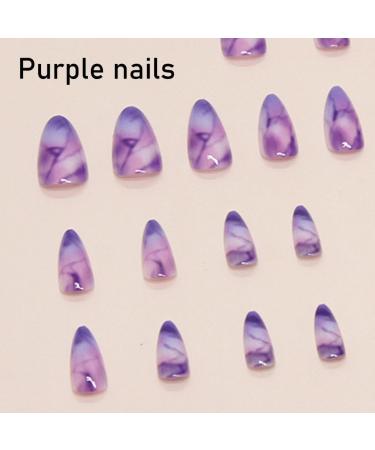 TQUXNGA 24x/Box Almond False Nail Full Cover Stick on Nail Almond Nail Tips Purple False Nail Press On Nail Artificial Nail - Buy Online on GoSupps.com