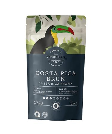 Virgin Hill Coffee - Costa Rica Brown - Smooth Intensity & Mild Roast - Half Pound of High-Grade Coffee Beans - 8oz / 227 grams Whole Beans 8 oz. / 227 grams