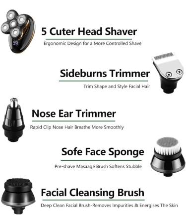 Buy Electric Razor for Men - 5 IN 1 Shaver & Beard Trimmer with 5D Floating Heads - Rechargeable & Multifunctional - Buy Online on GoSupps.com