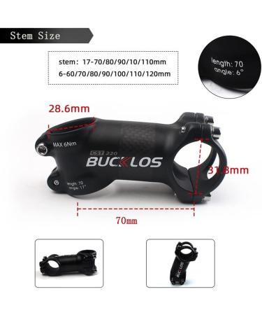 EC90 US Stock 6/17 Degree Carbon Fiber MTB Road Bike Stem 60-120mm - Lightweight Aluminum Strengthened Stems for Mountain Bikes - Fits 31.8mm Handlebar, 28.6mm Fork (6 90mm, 17 70mm) - Buy Online on GoSupps.com