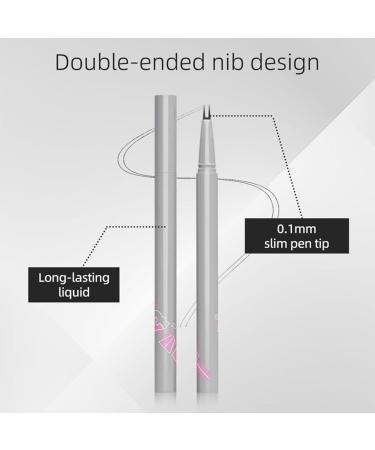 Double Tip Lower Eyelash Pencil 3D Waterproof 2 Tip Eyelash Pen Eye Liner Liquid Eyeliner Dual Pronged Bottom Eyelashes Pen Waterproof Liquid Eyeliner for Natural Eye Makeup (Fog Black) - Buy Online on GoSupps.com