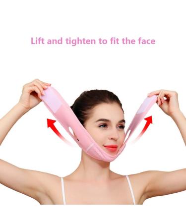 Double Chin Reducer Face Shaper V Line Mask | Soft Chin Strap for Women | Lift & Restore Skin Elasticity - Pink - Buy Online on GoSupps.com