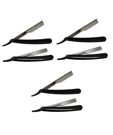 Minkissy 6 on shave razor hairdresser razor from manual razor m quinas de afeitar para hombres shaver for men shave rustproof steel straight blade knife holder blackx3st mx3pcs