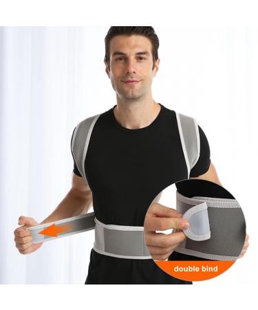 Breathable Back Brace Posture Corrector for Men & Women | Full Back Support Belt for Scoliosis Hunchback Spine Relief Gray Small - Buy Online on GoSupps.com