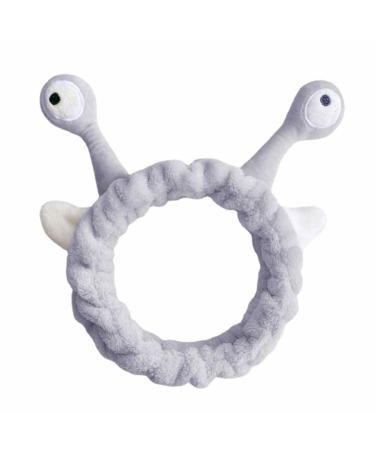Makeup Headband - Adjustable Makeup Headband Elastic Plush Snail Eyes Headbands For Women | Cartoon Flufy Face Washing Head Hoop Cute Hair Accessories For Spa Exercise Fix Hair/5.9 * 3.93in Gray