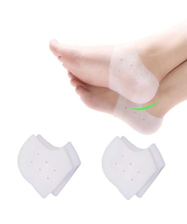 Silicone Heel Protector Heel Cushion Heel Pads Gel Heel Cups(4 Pieces) for Plantar Fasciitis Blister Cracked Foot Bone Spur Relief Heel Pain Achilles Tendinitis for Men & Women 2pairs White
