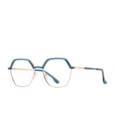 SERONI Metal Polygon Frame Blue Light Blocking Glasses for Women Men Anti UV Ray Computer Reading Glasses for Women Men Glod-blue 52 Millimeters