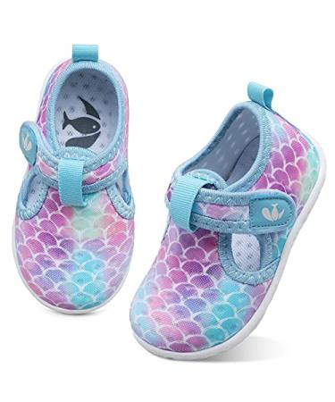 FEETCITY Boys Girls Water Shoes Kids Aqua Socks Quick Dry Barefoot for Beach Swimming Pool 9 Toddler A Mermaid Scale