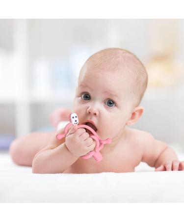 Vicloon Baby Bite Ring - BPA-Free Silicone Monkey Teething Toy for Gums Relief | Baby Tooth Aid from 3 Months - Pink - Buy Online on GoSupps.com