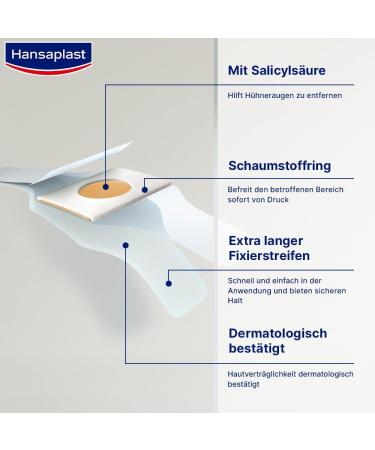 Hansaplast Chicken Eyes Plaster - Salicylic Acid Treatment for Pain Relief (1 x 8 Pieces) | Effective Foot Care Solution for Smooth Skin - Buy Online on GoSupps.com