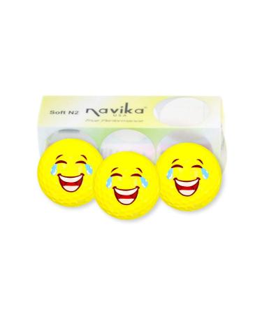 Navika Golf Balls- Emoji LMAO Imprint on Bright Yellow High Visibility Color (3-Pack)