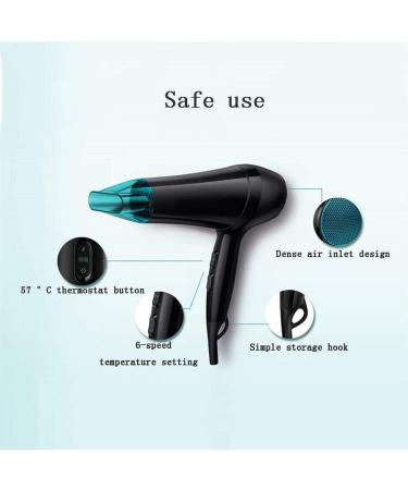 Ionic Hairdryer 1800W High Power Hair Dryer Negative Ion Cold Hot Air Anti-Overheating Double Protection Travel Hair Dryer - Buy Online on GoSupps.com