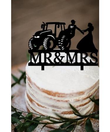 Funny Wedding Cake Topper - Bride Grabs Farmer Groom Who Just Got Off Tractor - Farmer Couple Cake Topper Mr&Mrs Wedding Cake Topper (Farmer) - Buy Online on GoSupps.com