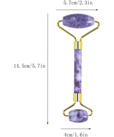 Jade Roller Gua Sha Massage Tool - Reduce Puffiness & Wrinkles for Face Eyes & Neck - Anti-Aging & Sculpting - Purple Stone - Buy Online on GoSupps.com
