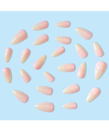 JUSTOTRY 24 Pcs Gradient Almond Short False Nails White Nude Solid Press on Nails Pattern Glossy Fake Nails Short French Oval Medium Stick on Nails for Women and Teens Nails Art 05 white&nude1 - Buy Online on GoSupps.com