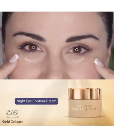 Eva Anti Ageing 24K Gold Collagen Night Eye Contour Care Cream - 15ml | 3D Effect - Buy Online on GoSupps.com
