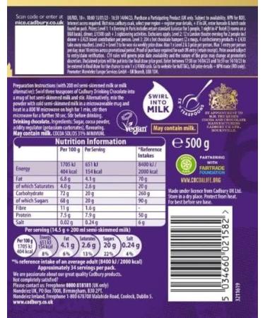 Cadbury Drinking Hot Chocolate 500 g (Pack of 2) - Buy Online on GoSupps.com