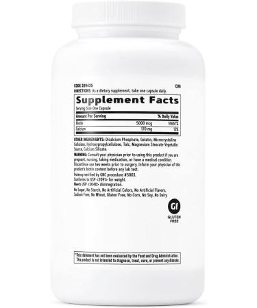 GNC Biotin 5000 mcg Supplement - 240 Capsules for Healthy Hair, Skin & Nails - Buy Online on GoSupps.com