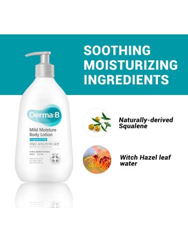Derma:B Fragrance-Free Mild Moisture Body Lotion 13.5 fl oz â€“ Hydrating & Gentle Care - Buy Online on GoSupps.com