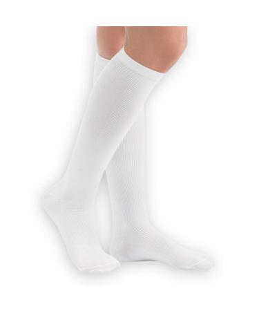 Collections Etc Women's Compression Trouser Socks Pair Firm 20-30 mmHg White XL - Made in The USA XL White