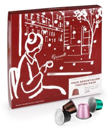 Granell - Advent Calendar | Coffee Advent Calendar, Coffee Tasting 24 Pods Capsules - Red
