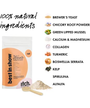 Itch Cat Multivitamin Powder Supplement Best In Show Jumbo Pack (120g) - 100% Natural Ingredients Targeting the Top 10 Wellness Areas for All Cat Breeds - tin and Refill Tin & Single Refill Pouch - Buy Online on GoSupps.com