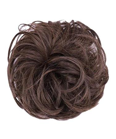 JuvaBun Messy Bun Hair Scrunchie – Hair Pieces for Women & Men Create Full Updos for Events, Everyday Wear – Washable, Realistic, Synthetic Hair Bun, Messy Bun Hair Piece Medium Brown
