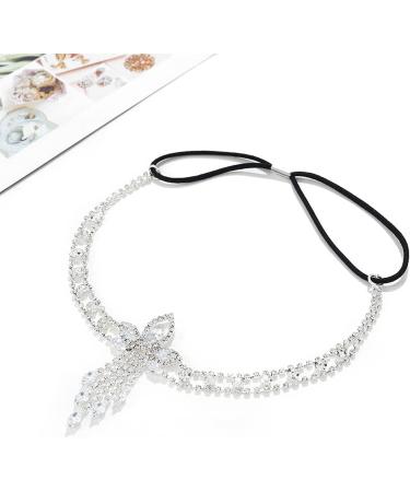 IYOU Boho Rhinestone Headband Silver Crystal Head Chain Vintage Bridal Headpiece Hair Jewelry for Women Gatsby Party - Buy Online on GoSupps.com