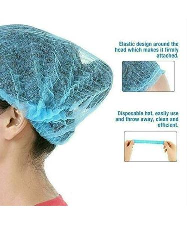 100 Pack Blue Disposable Hair Net Caps - Anti Dust Bouffant Cap for Cleaning and Hair Protection - Buy Online on GoSupps.com