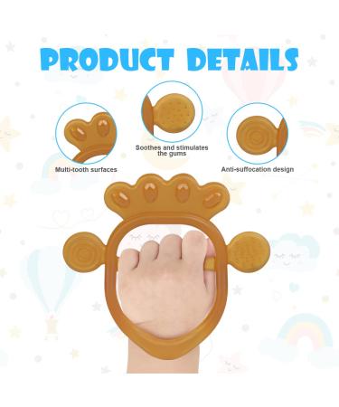 Vicloon Baby Bite Toys - 2PC Soft Silicone BPA-Free Rings | Dental Aid & Soothing Toy for 3+ Months | Brown - Buy Online on GoSupps.com