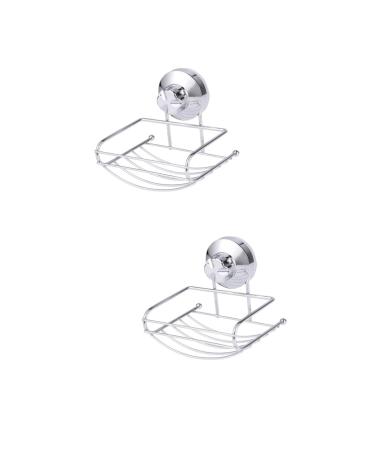 Ciieeo 2pcs Soap Dish with Drain Suction Soap Holder Wall-mounted Soap Dish Super Powerful Vacuum Suction Cup Soap Holder Stainless Steel Soap Holder Sponge Holder Nail Free