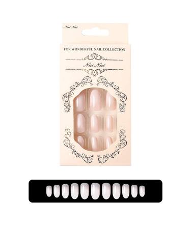 LIARTY 24pcs Milky White Gradient Artificial Nails - 12 Sizes Ellipse Fake Nail Tips for Perfect Manicure - Buy Online on GoSupps.com