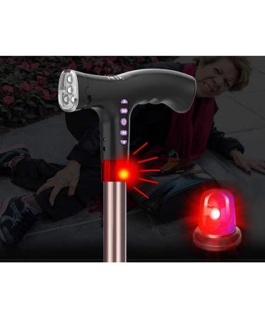 Walking Stick with Seat Aluminum Alloy Cane Stool 3 Legs crutch Seat LED lighting handle and Dual alarm design Foot pad Height adjustable Solid safe practical for Elderly Gift Selfless dedication - Buy Online on GoSupps.com