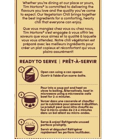 Tim Hortons Vegetarian Chili Ready to Serve 425g Can - Buy Online on GoSupps.com