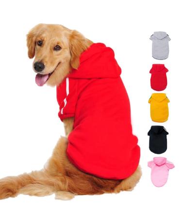 Ducomi hood dogs sweatshirt made of 100% cotton - small dog sweater - clothing for dogs of all breeds and sizes - warm sweater monochrome coat from XS to 9xl (red l) l red red