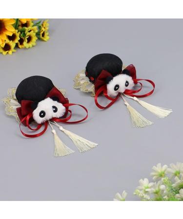 Limtula Womens Bows Hair Clip Cute Plush Panda Decorations Bowknot Hairpin Cosplays Lolitas Hair Accessory for Party Show Red - Buy Online on GoSupps.com
