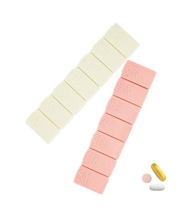 2Pack Weekly Pill Organizer,Extra Large 7 Days Pill Cases Travel Daily Pill Box for Fish Oil, Calcium Tablets Supplements and Other Vitamin Pill Pink + White
