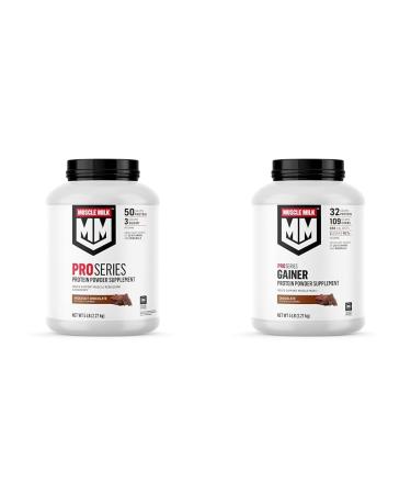 Muscle Milk Pro Series Protein Powder & Gainer Powder Bundle Chocolate 5lb Each 50g & 32g Protein