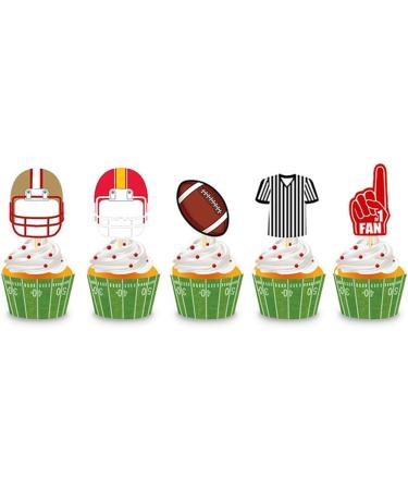 Daimay 40PCS Rugby Football Cake Toppers Sport Cupcake Topper Happy Birthday Cake Topper Football Scene Themed Cake Toppers Decorations for Various Birthday Party Anniversary - Buy Online on GoSupps.com