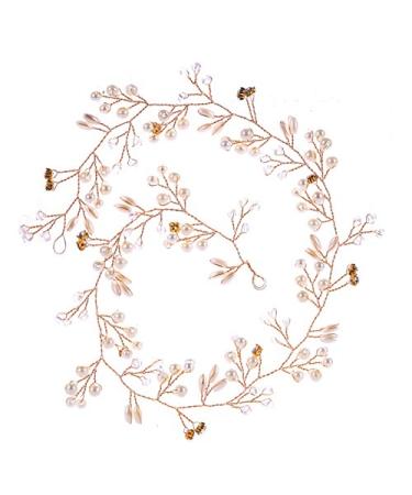 Elegant bridal jewelry Morechioce vintage women headbands pearl crystal hair accessories women rhinestone trimmings Head jewelry long Strass hair accessories 50 cm gold disposable 50 cm gold